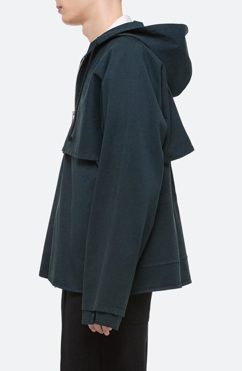 Helmut Lang Hooded Stretch Cotton Jacket, Alternate, color, Pine - F1s