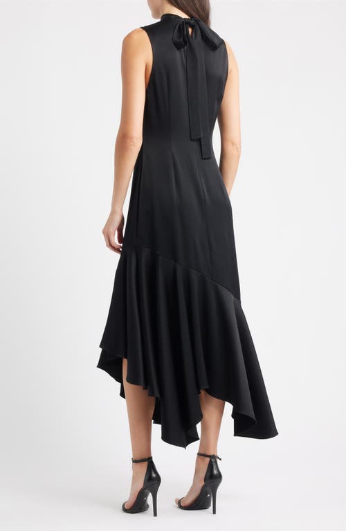 Kobi Halperin Jenkins Turtleneck High-low Flounce Midi Dress In Black