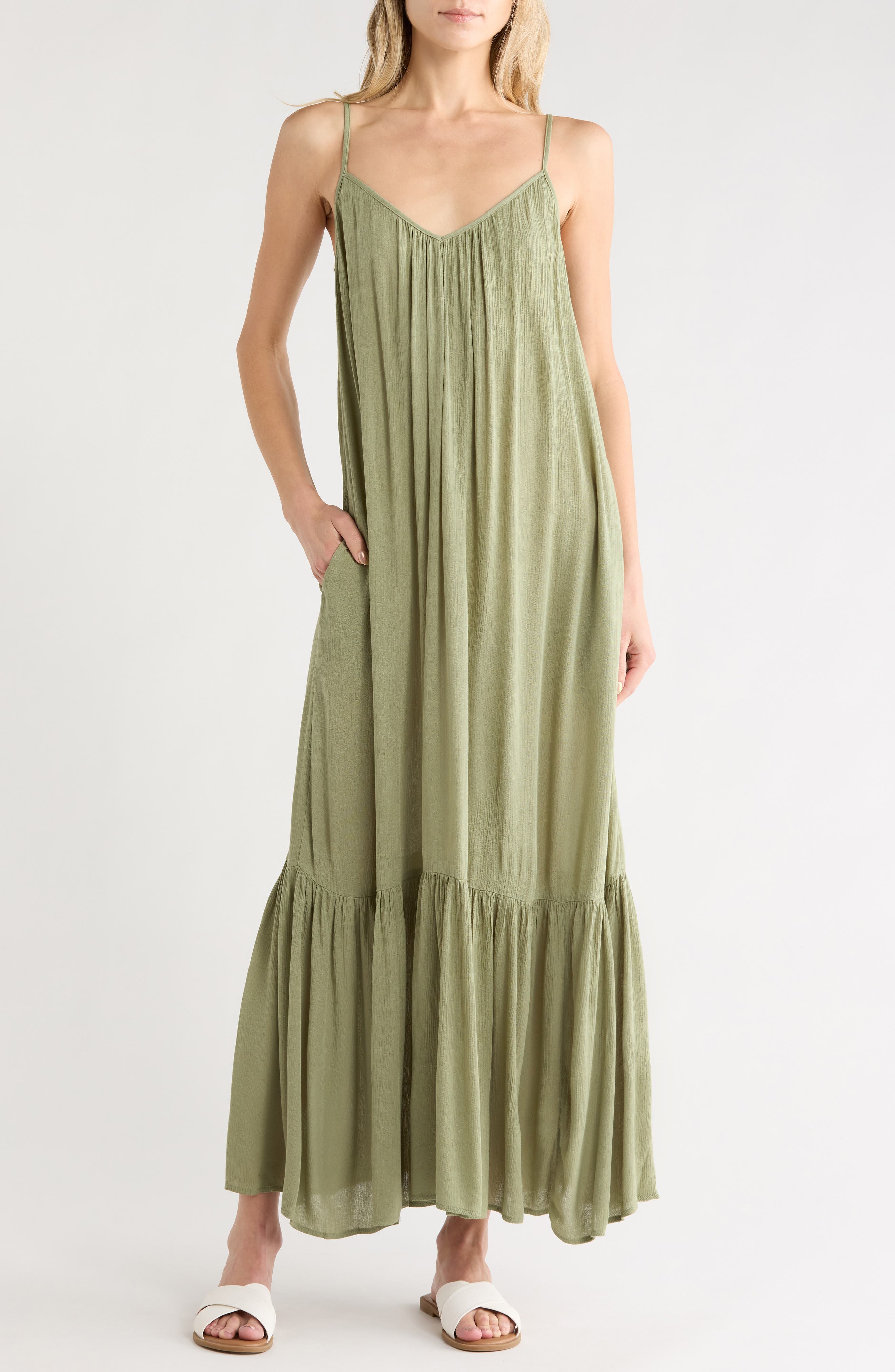 Melrose and Market Gauze Tiered Maxi Dress