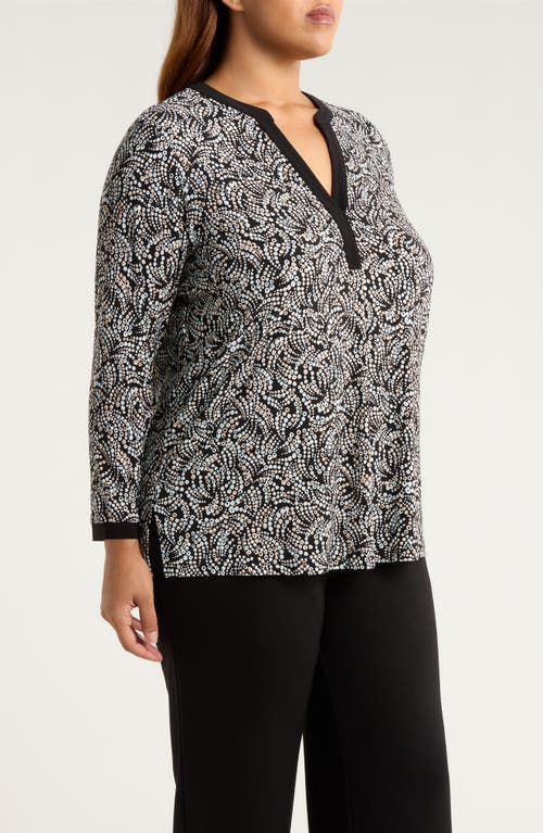 Ak Anne Klein Split Neck Tunic In Black