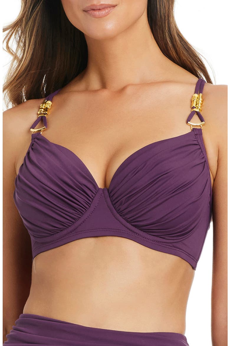 Ruched Underwire Bikini Top, Main, color, GRENACHE