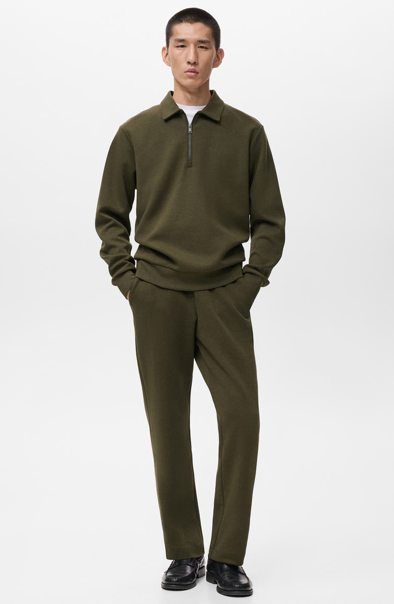 MANGO Regular Fit Quarter Zip Sweater, Alternate, color, Olive Green