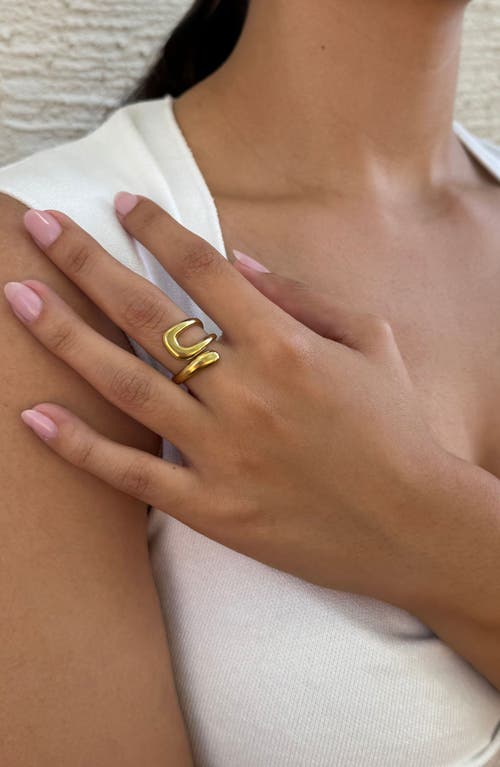Adornia Tarnish Resistant 18k Gold Plated Open Bands Ring In Gold