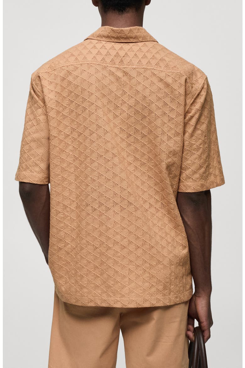 Short Sleeve Cotton Button-Up Shirt, Alternate, color, SALMON