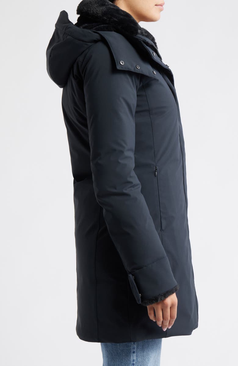 Save The Duck Samantah Faux Fur Lined Water Resistant Hooded Parka, Alternate, color, Black