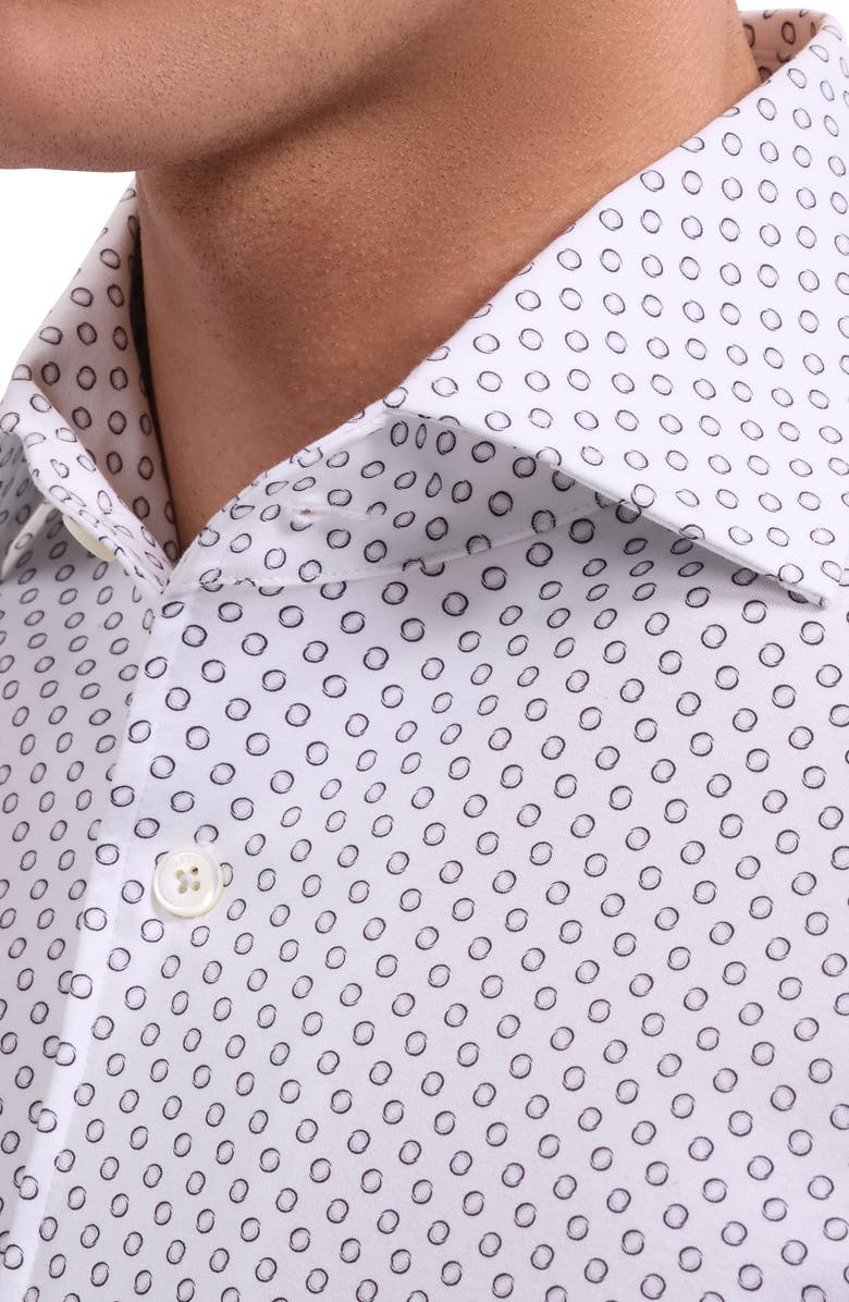 Bugatchi Devon OoohCotton<sup>®</sup> Dot Print Button-Up Shirt, Alternate, color, White