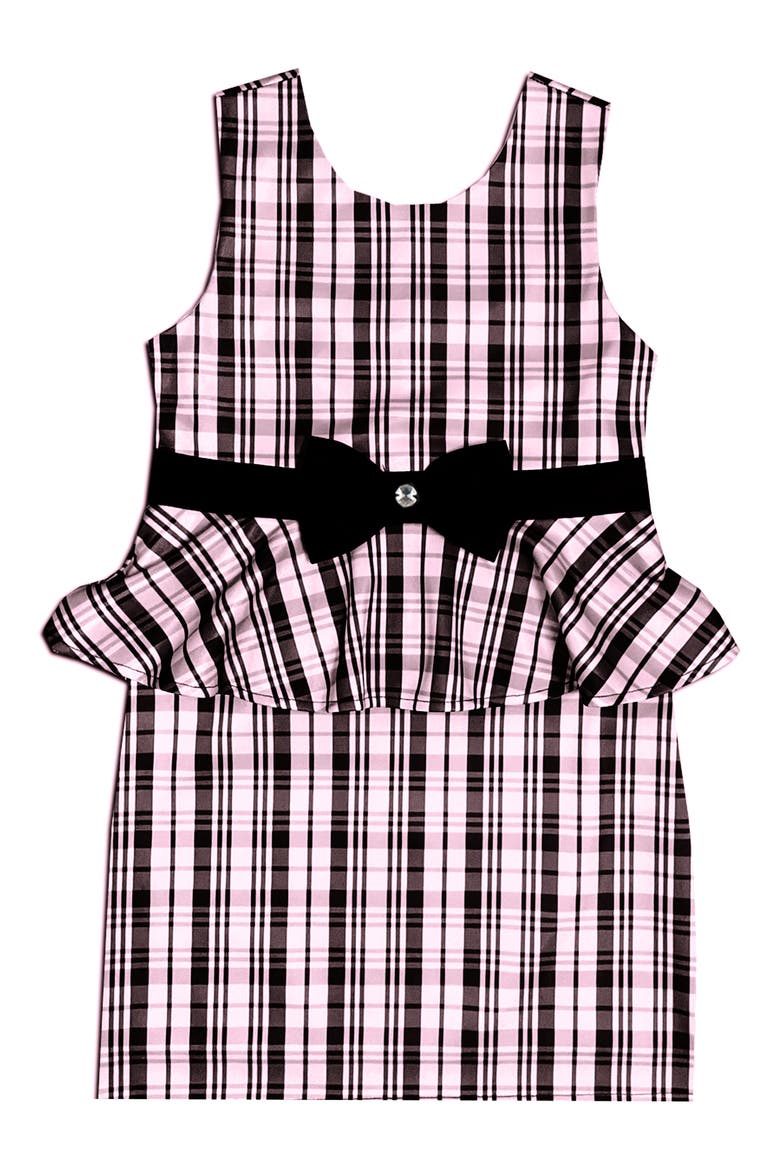 Kids' Plaid Peplum Party Dress, Main, color, PINK