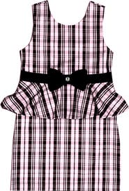 JOE-ELLA Kids' Plaid Peplum Party Dress