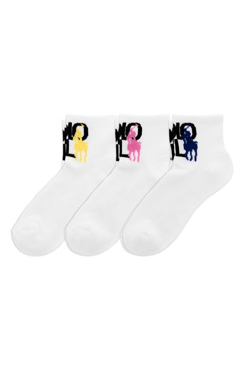 Assorted 3-Pack Pony Logo Quarter Socks