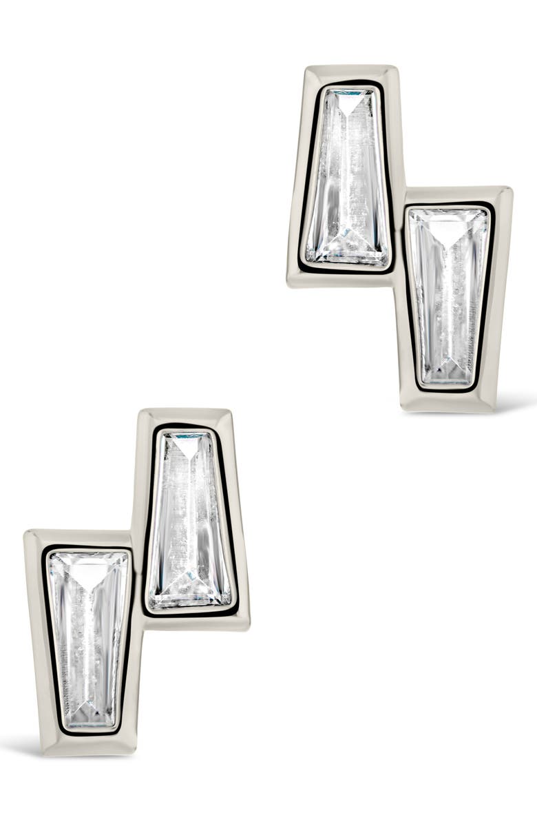 Sterling Forever Colsie Baguette Cubic Zirconia Stud Earrings, Alternate, color,