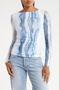 rag & bone Ruched Mesh Long Sleeve Top