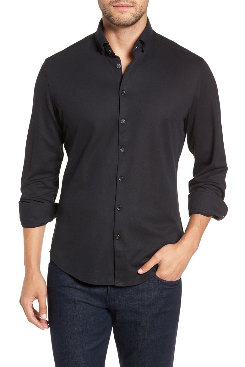 Regular Fit Knit Shirt, Main, color, BLACK