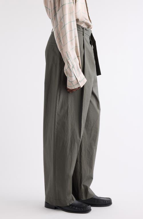 Acne Studios Pasoro Belted Straight-leg Cotton-poplin Trousers In Green