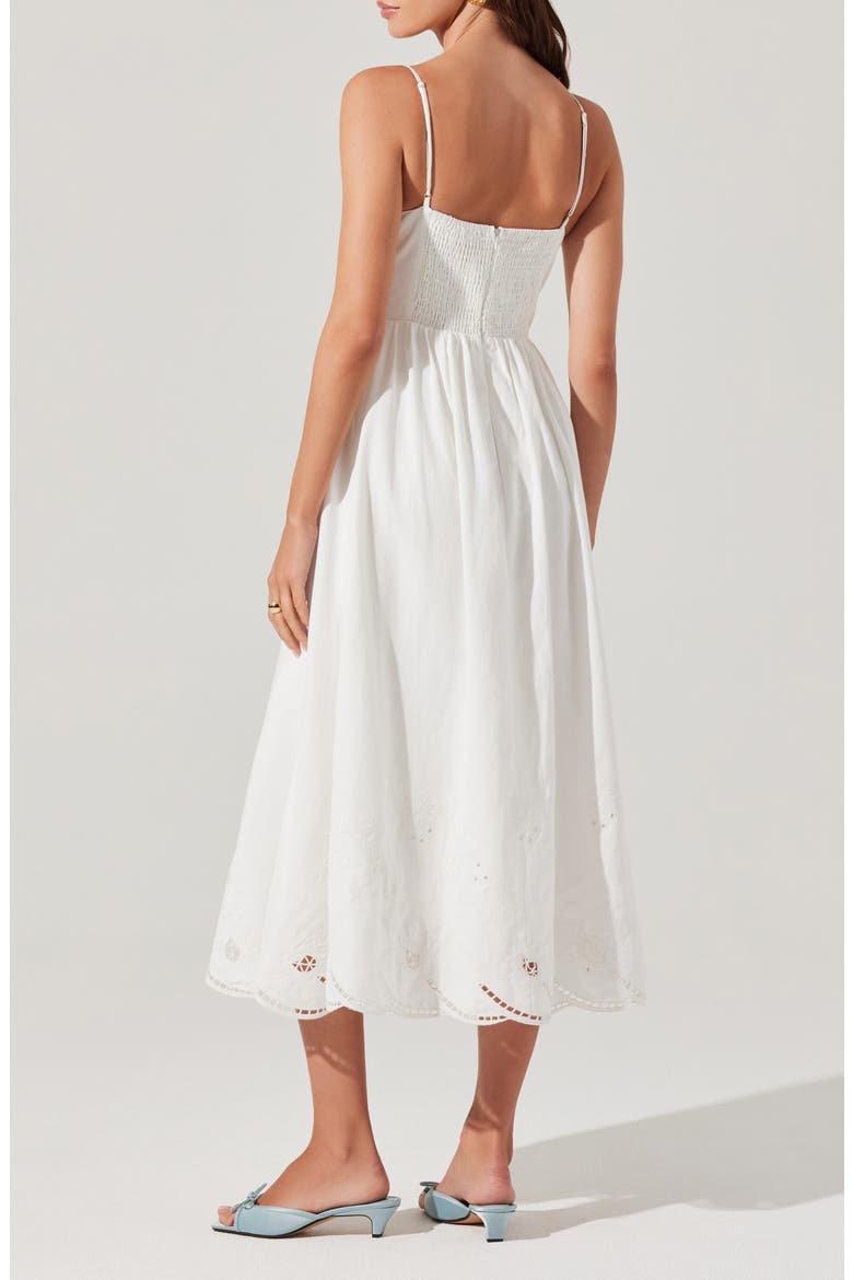 Kaidi Ramie Blend Midi Sundress, Alternate, color, WHITE