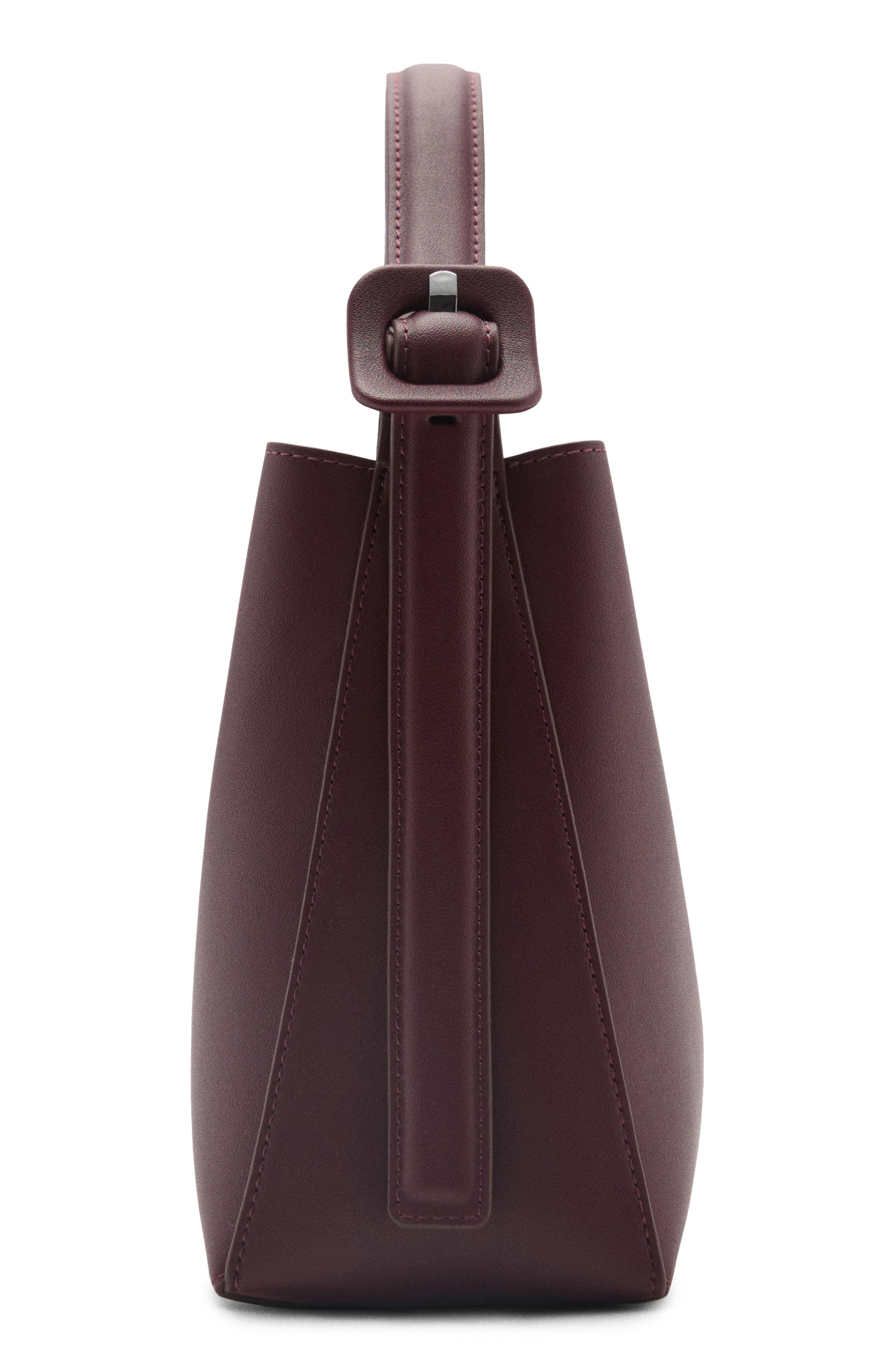 MANGO Faux Leather Shopper Tote, Alternate, color, Burgundy