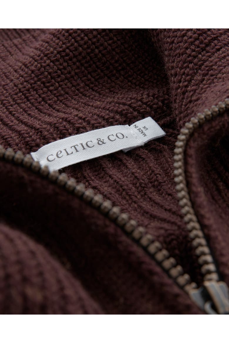 British Ribbed Zip Cardigan, Alternate, color, MERLOT