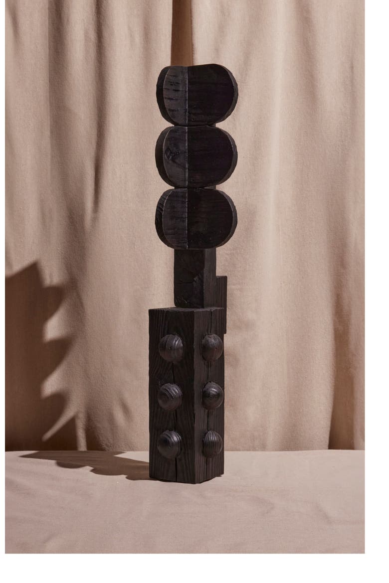 Jamas Wood Sculpture, Alternate, color, Black