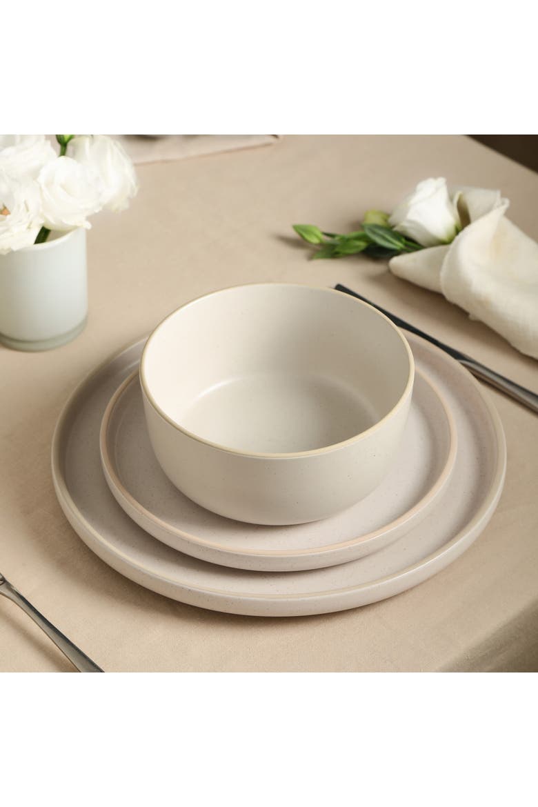 Amber Stoneware 12-Piece Dinnerware Set, Alternate, color, White Speckled