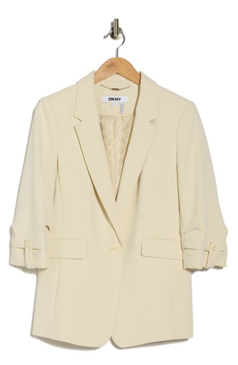 Aero Ruched Sleeve Crepe Blazer