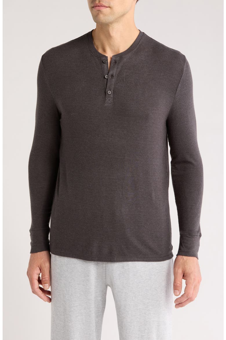 Long Sleeve Henley Lounge Shirt, Main, color, CHARCOAL HEATHER