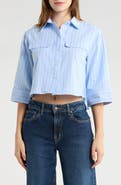JASON WU Pinstripe Crop Button-Up Shirt