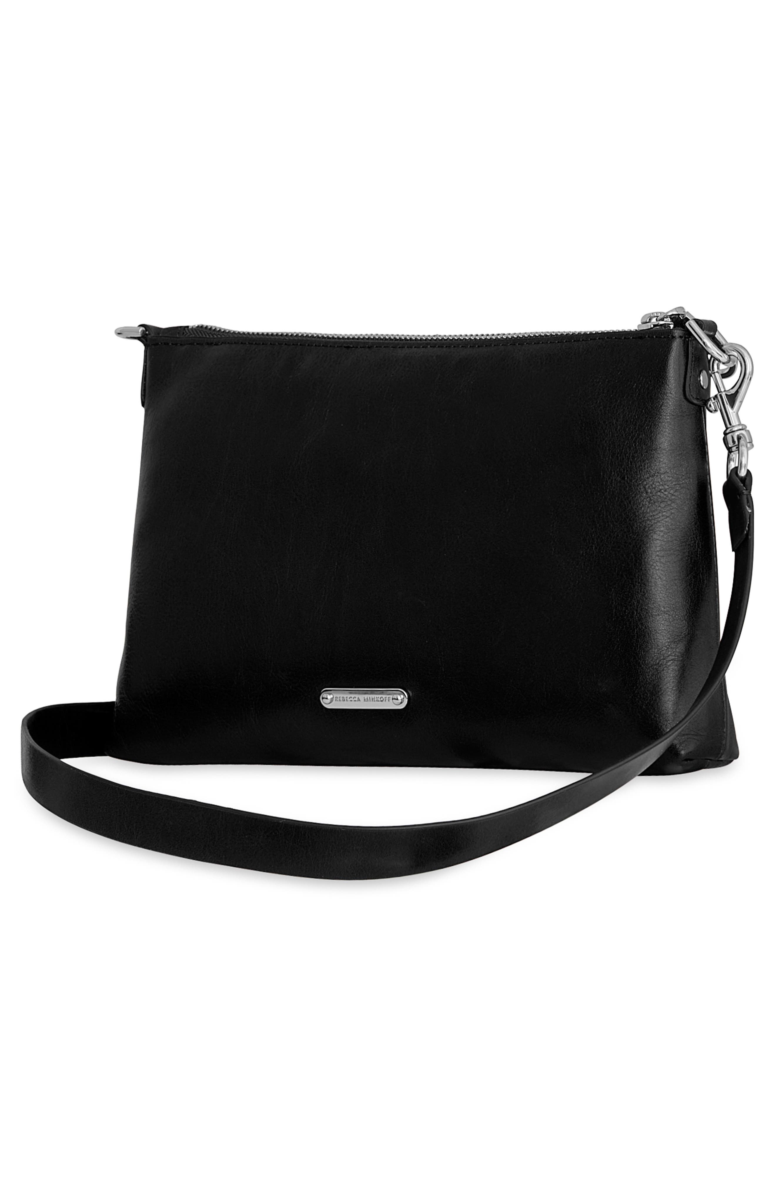 Rebecca Minkoff Kit Leather Crossbody Bag, Alternate, color, Black