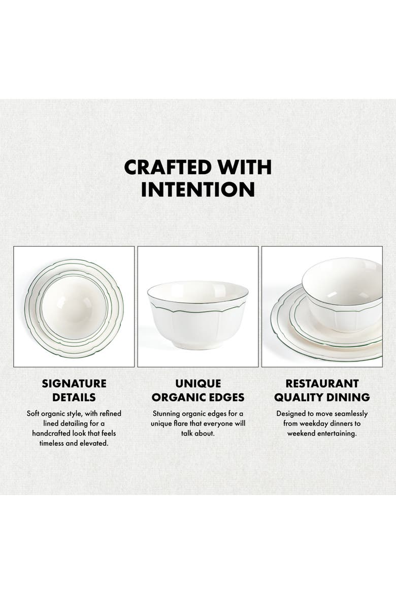 Victory 12-Piece Porcelain Dinnerware Set, Colored Rim, Alternate, color, Green