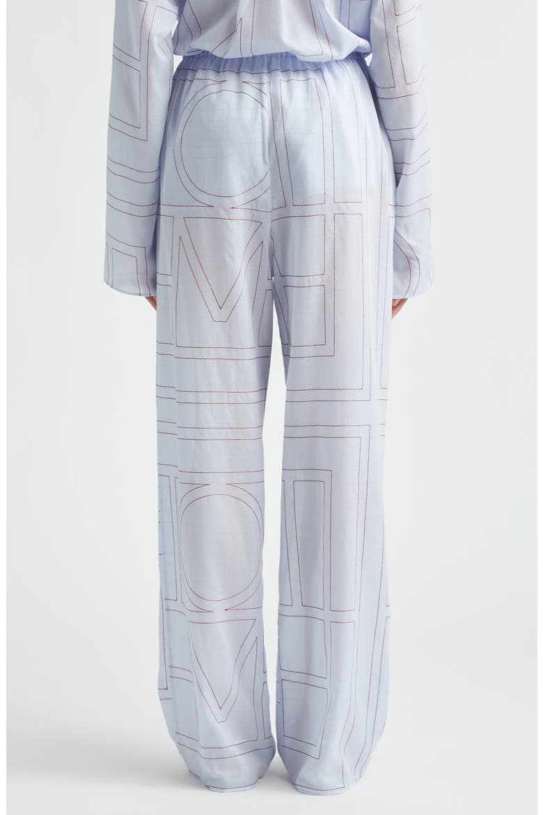 Monogram Embroidered Pull-On Pants, Alternate, color, SKY