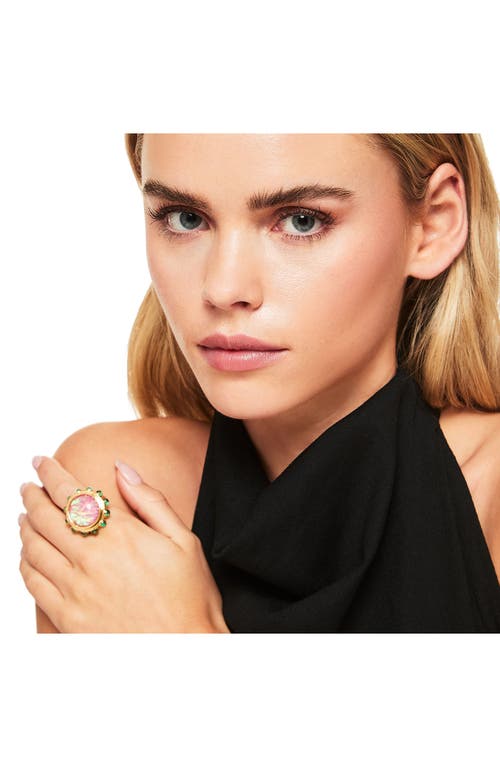 Shop Kurt Geiger London Round Cocktail Ring In Pink