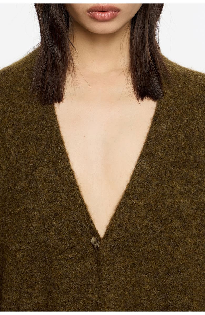 Bimba y Lola Long Alpaca Cardigan, Alternate, color, Dark Khaki
