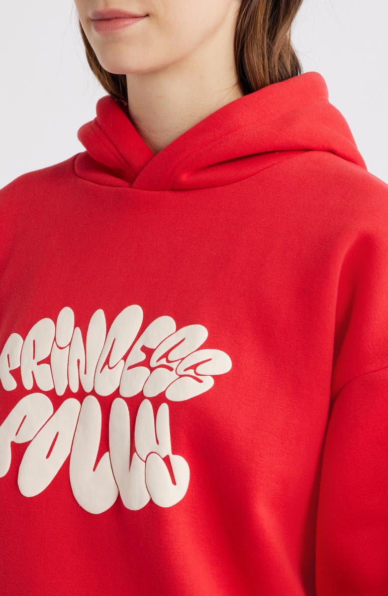 Princess Polly Logo Recycled Cotton Blend Graphic Hoodie, Alternate, color, Red
