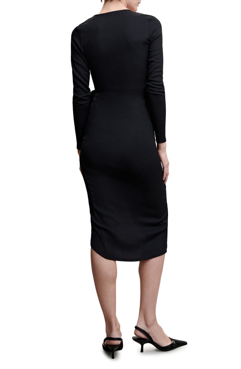 MANGO Textured Long Sleeve Wrap Dress, Alternate, color, 