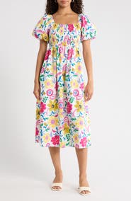 SUGARLIPS Kress Floral Maray Smocked Midi Dress