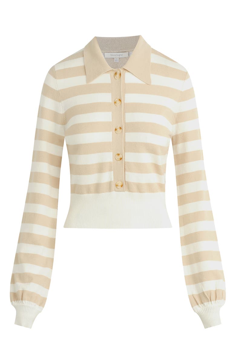 Favorite Daughter The Belle Polo Cardigan, Alternate, color, Beige/Ivory Stripe