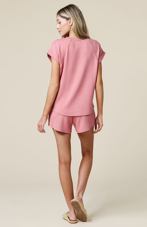 Softies Athleisure Puredream Short Raglan Crew Neck Short Set In Copper Rose