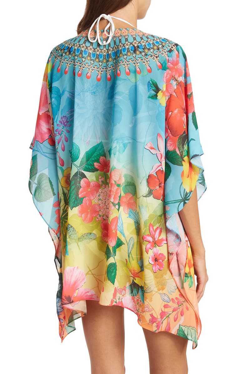 RANEES Blooming Print Poncho, Alternate, color, Ombre