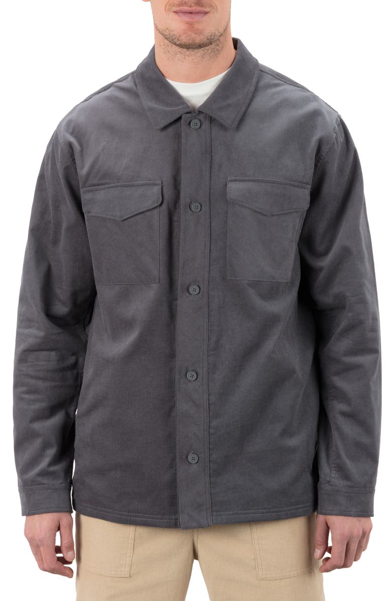 Hurley Lido Corduroy Overshirt, Main, color, Ion Grey