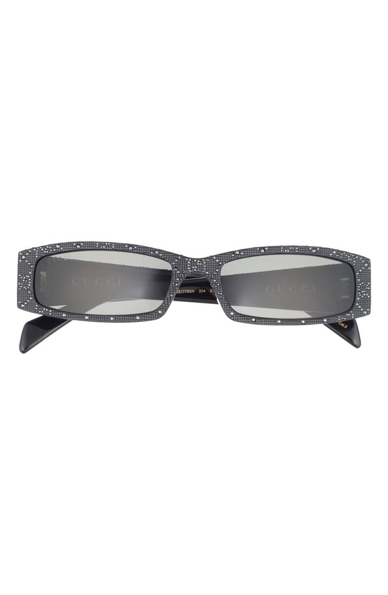 Gucci 57mm Rectangular Sunglasses, Main, color, Black Black Grey