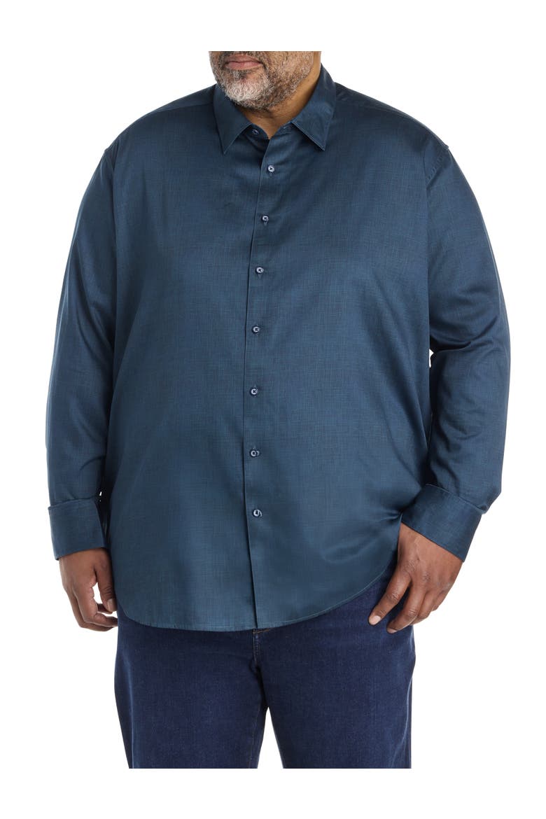 Big & Tall Crosshatch Sport Shirt, Alternate, color, TEAL