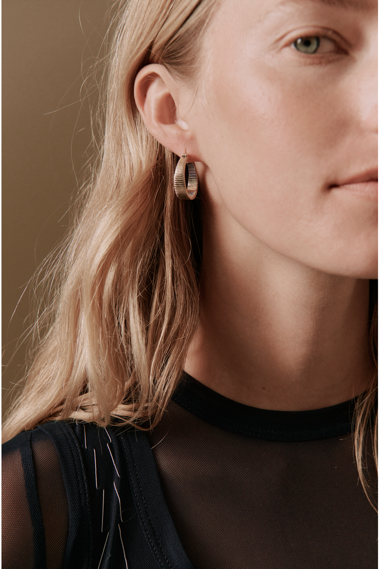 Willa Fluted Hoop Earrings, Alternate, color, Recycled Gold Vermeil