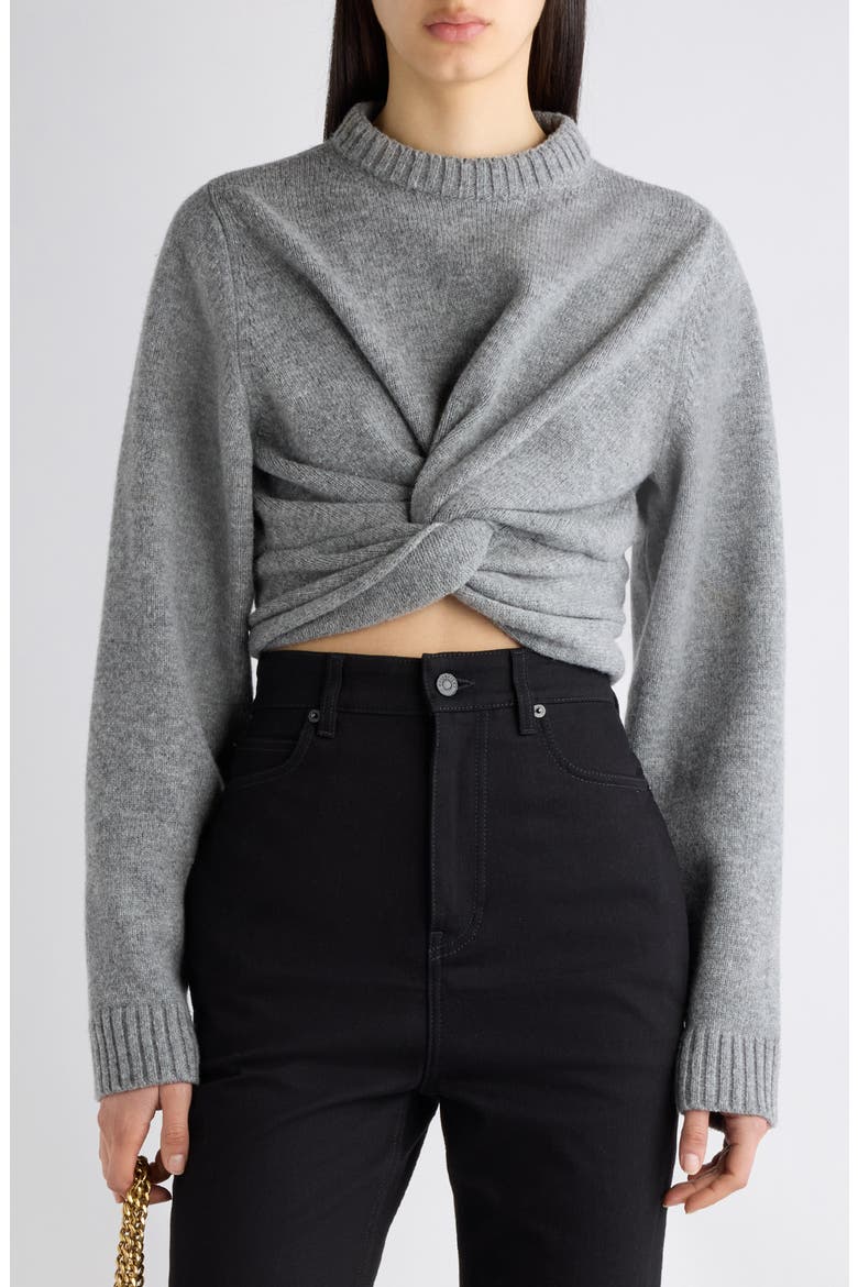Twist Front Wool Sweater, Main, color, 1240 GREY