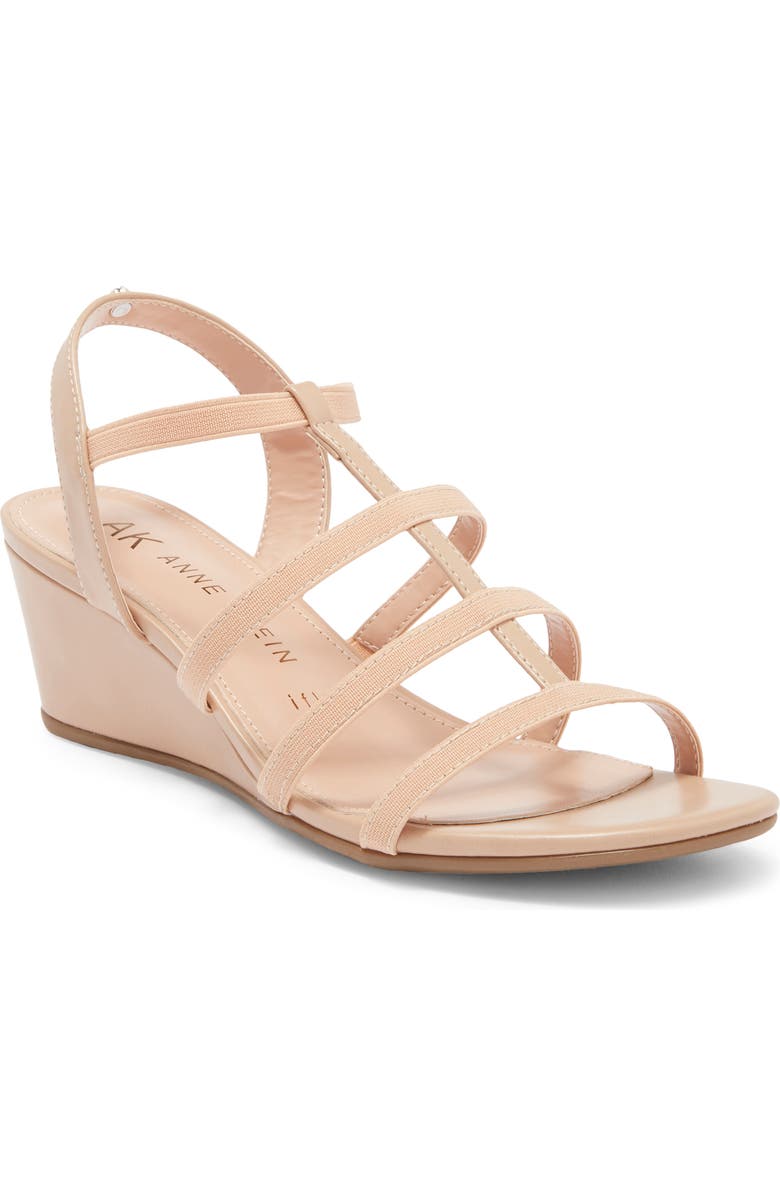 Anne Klein Bijou Strappy Wedge Sandal, Main, color, Beige