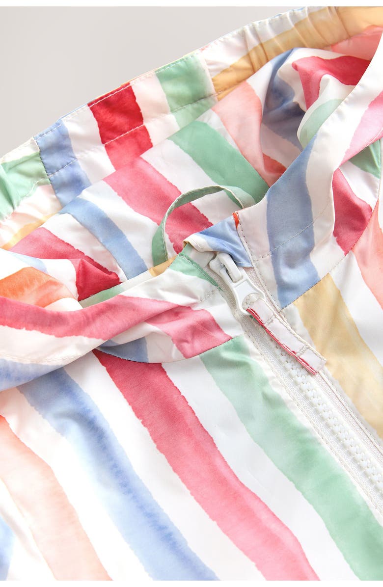 NEXT Kids' Rainbow Stripe Water Resistant Raincoat, Alternate, color, Pink