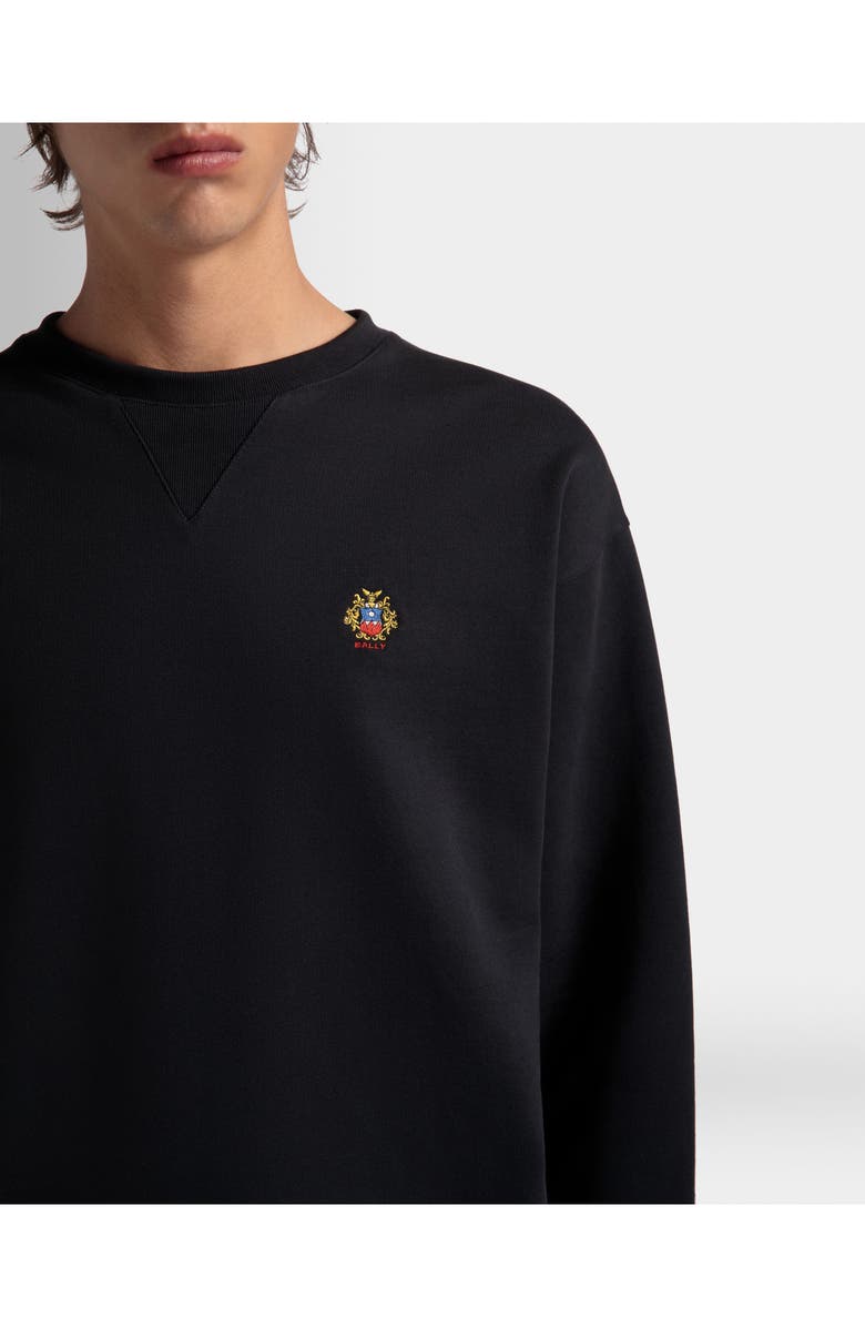 Bally Crewneck Sweatshirt With a Bally Crest Logo, Alternate, color, Blue