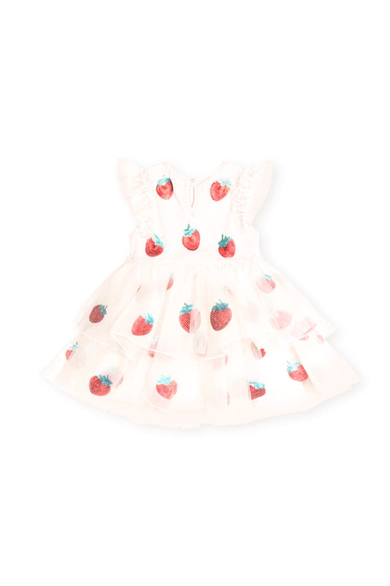 Sequin Strawberry Tulle Dress, Alternate, color, Ecru