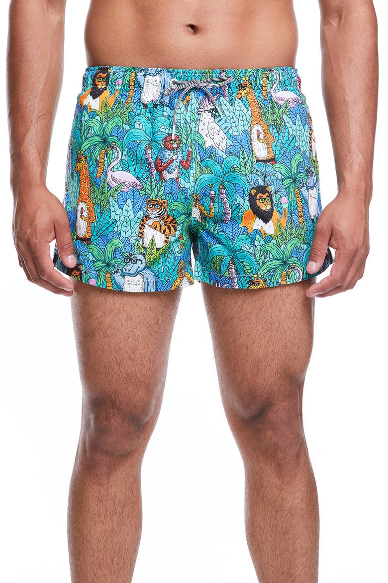 Mulga Jungle Swim Shorts, Main, color, TEAL