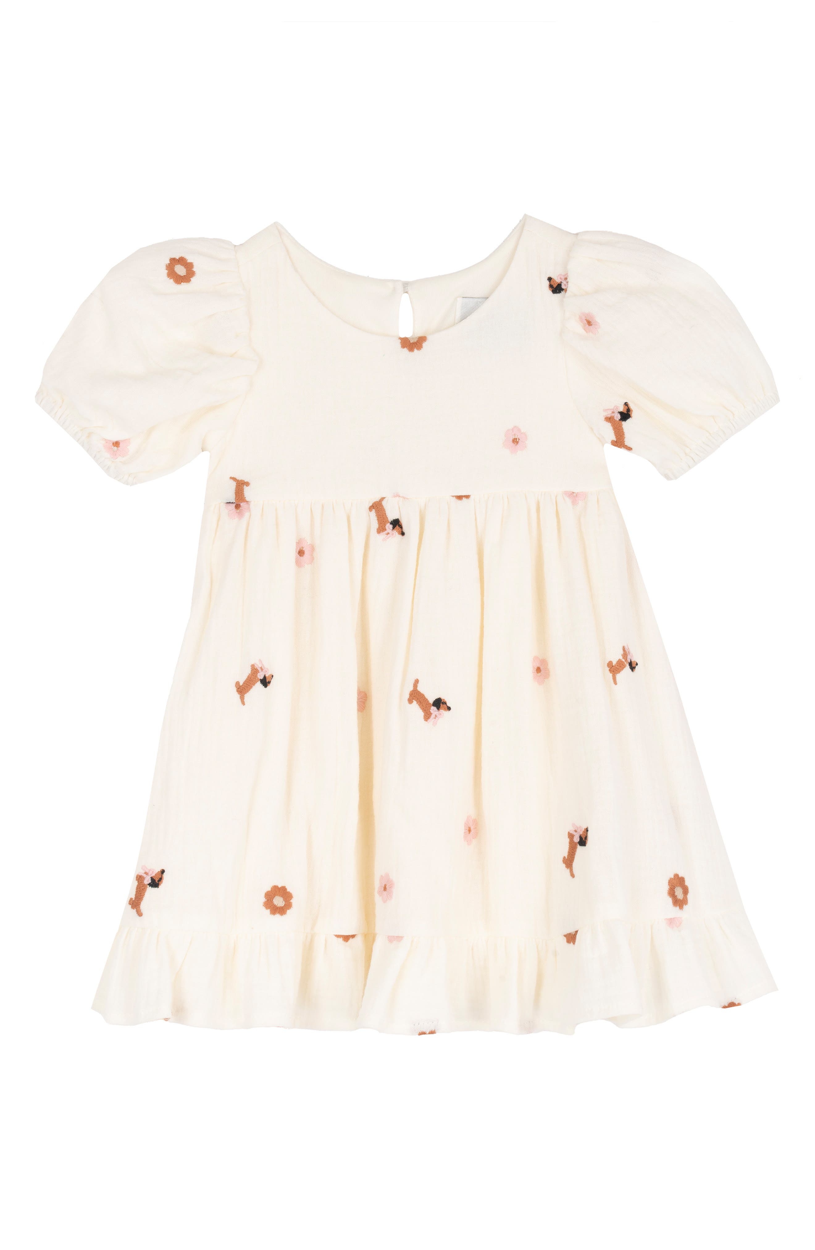 Dog & Flower Embroidered Dress