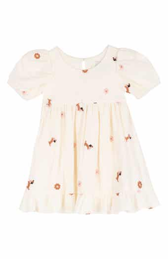 Dog & Flower Embroidered Dress