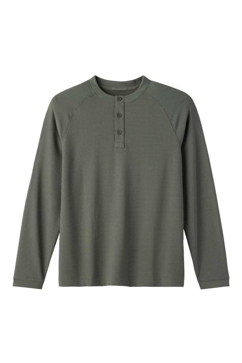 Waffle Tech Henley, Alternate, color, OLIVE SHADOW