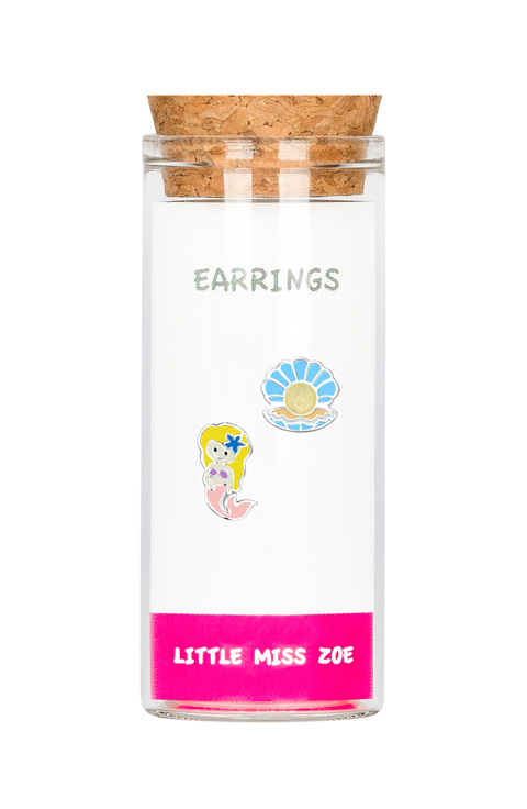 Kids' Sterling Silver Mermaid Shell Stud Earrings In Gift Bottle